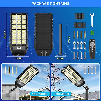 Solar Street Light IP67 Waterproof, LED Flood Security Lights Motion Sensor for Yard, 2 Pack