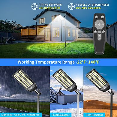 Solar Street Light IP67 Waterproof, LED Flood Security Lights Motion Sensor for Yard, 2 Pack