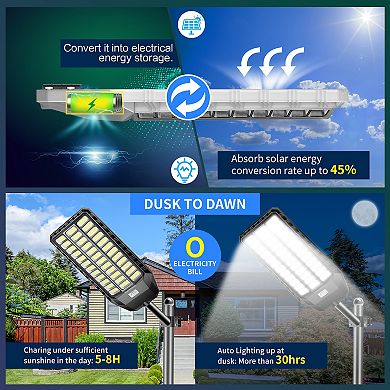 Solar Street Light IP67 Waterproof, LED Flood Security Lights Motion Sensor for Yard, 2 Pack