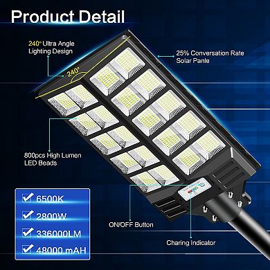 Solar Street Light Dusk to Dawn, LED Flood Lights Outdoor with Motion Sensor for Yard