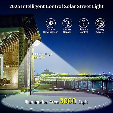 Solar Street Lights Motion Sensor, Commercial LED Street Light Waterproof for Yard, 2 pack
