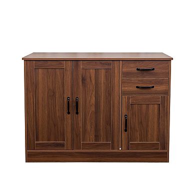 Modern Buffet Sideboard with 2 Doors and 2 Drawers for Dining Room, Living Room, Brown