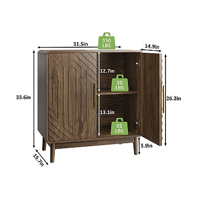 Sideboard Buffet Cabinet With Storage for Living Room, Entryway, Hallway, Kitchen, Walnut