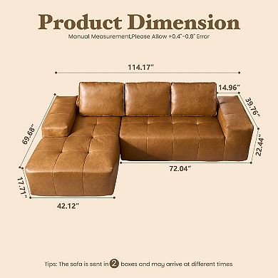 Ovios Sectional Cloud Couch, L Shaped Sofas with Chaise