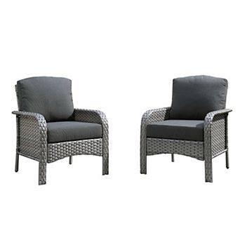 Ovios 2 pc Patio Furniture Set, Outdoor Gray PE Wicker Chairs Set of 2, All-weather Design