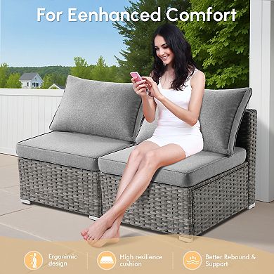 Ovios 5 PCS Outdoor Modular Sectional Sofa Set, Patio Seating Conversation Sets for Deck Yard