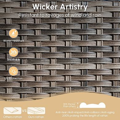 Ovios 5 PCS Outdoor Modular Sectional Sofa Set, Patio Seating Conversation Sets for Deck Yard