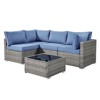 Ovios 5 pc Outdoor Modular Sectional Sofa Set, Patio Seating Conversation Sets for Balcony