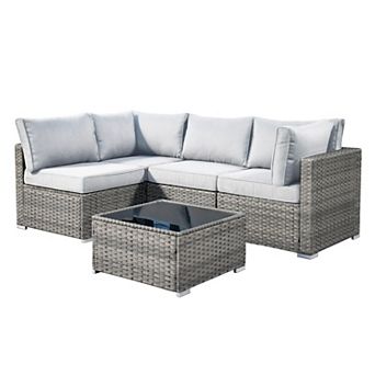 Ovios 5 pc Outdoor Modular Sectional Sofa Set, Patio Seating Conversation Sets for Balcony