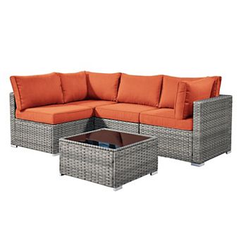 Ovios 5 pc Outdoor Modular Sectional Sofa Set, Patio Seating Conversation Sets for Balcony