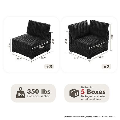 Ovios Luxury Modular Sectional Sofa Couch, Oversized Cloud Couch for Living Room