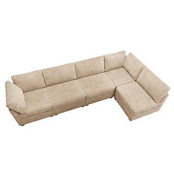 Ovios 5 pc Luxury Modular Sectional Sofa Set, Oversized Cloud Couch for Living Room, Plush Fabric
