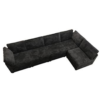 Ovios 5 pc Luxury Modular Sectional Sofa Set, Oversized Cloud Couch for Living Room, Plush Fabric