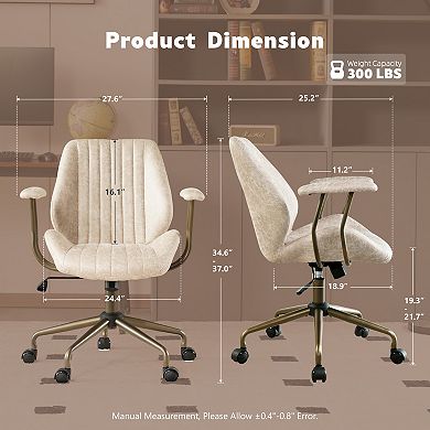 Ovios 37" Modern Ergonomic Desk Chairs w/ Soft Cushion, Office Chair for Executive, Suede Fabric