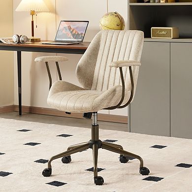 Ovios 37" Modern Ergonomic Desk Chairs w/ Soft Cushion, Office Chair for Executive, Suede Fabric