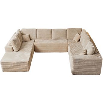 Ovios 135.4" U-shaped Modular Sectional Sofa Set, 27.5" Deep Seat Modern Couches for Living Room