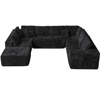 Ovios 135.4" U-shaped Modular Sectional Sofa Set, 27.5" Deep Seat Modern Couches for Living Room