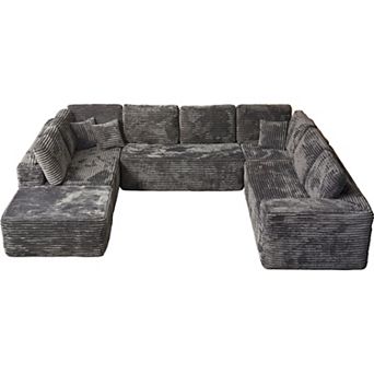 Ovios 135.4" U-shaped Modular Sectional Sofa Set, 27.5" Deep Seat Modern Couches for Living Room