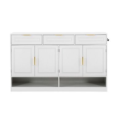 Sideboard with 3 Drawers & 4 Doors, Storage Buffet with Adjustable Shelf for Living Room