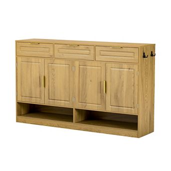 Sideboard with 3 Drawers & 4 Doors, Storage Buffet with Adjustable Shelf for Living Room