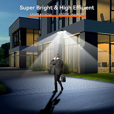 LED Security Lights Motion Sensor,3-Head Motion Detected Flood Light Dusk to Dawn for Yard,2 Pack