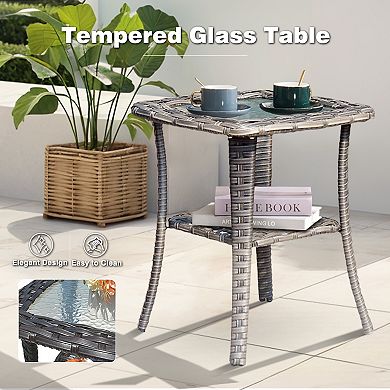 Ovios Outdoor 3 Pieces Swivel Rocker Chairs Set