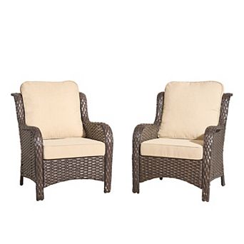 Ovios Outdoor Furniture Set of 2 Modern Chairs, Patio Conversation Sets for Yard, PE Rattan