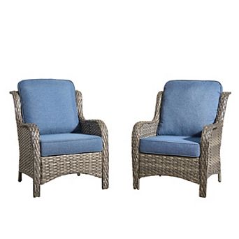 Ovios Outdoor Furniture Set of 2 Modern Chairs, Patio Conversation Sets for Yard, PE Rattan