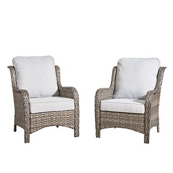 Ovios Outdoor Furniture Set of 2 Modern Chairs, Patio Conversation Sets for Yard, PE Rattan