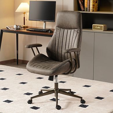 Ovios 47" High Back Desk Chair for Executive or Home Office, Computer Office Chair w/ Suede Fabric
