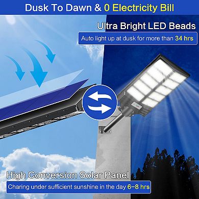 Solar Street Light Dusk to Dawn, LED Flood Lights Outdoor with Motion Sensor for Parking Lot, 2 Pack