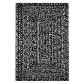 Homespice Black Braided Rug / Washable Indoor/Outdoor Black Rug
