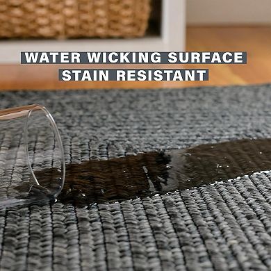 Homespice Black Braided Rug / Washable Indoor/Outdoor Black Rug