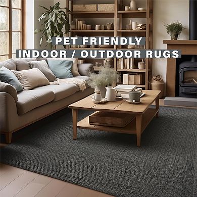 Homespice Black Braided Rug / Washable Indoor/Outdoor Black Rug