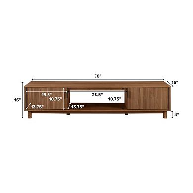 Modern Fluted-Door Low TV Console