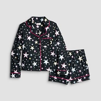 Girls 6-16 Beauty Sleep Social Long Sleeve Pajama Top & Pajama Shorts Set