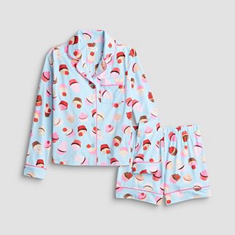 Girls 6-16 Beauty Sleep Social Long Sleeve Pajama Top & Pajama Shorts Set