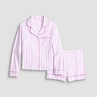 Girls 6-16 Beauty Sleep Social Long Sleeve Pajama Top & Pajama Shorts Set