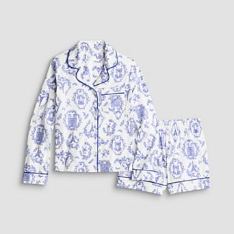 Girls 6-16 Beauty Sleep Social Long Sleeve Pajama Top & Pajama Shorts Set