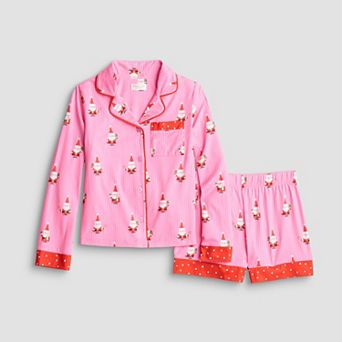 Girls 6-16 Beauty Sleep Social Long Sleeve Pajama Top & Pajama Shorts Set