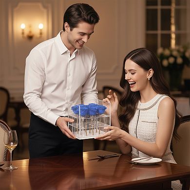 9 Preserved Roses in Acrylic Box: 100% Real Natural Roses