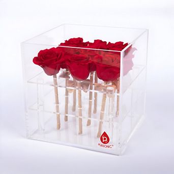9 Preserved Roses in Acrylic Box: 100% Real Natural Roses