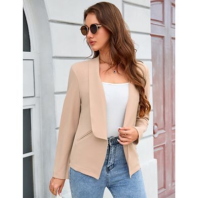 Women's Casual shawl collar Blazer Suit Open Front Cardigan 3/4 Sleeve Fitted Jacket Blazer