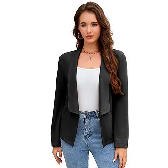 Women's Casual shawl collar Blazer Suit Open Front Cardigan 3/4 Sleeve Fitted Jacket Blazer