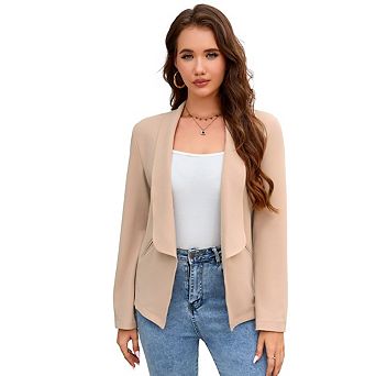 Women's Casual shawl collar Blazer Suit Open Front Cardigan 3/4 Sleeve Fitted Jacket Blazer