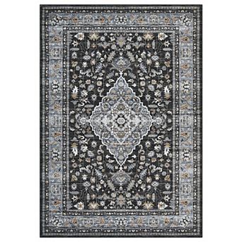 Vintage Floral Print Area Rug Washable Rugs Large Throw Carpet for Living Room