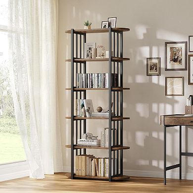 Modern Bookshelf Rustic Bookcase Corner Storage Organizer Free Standing Storage Shelving Unit