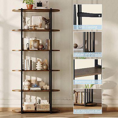 Modern Bookshelf Rustic Bookcase Corner Storage Organizer Free Standing Storage Shelving Unit