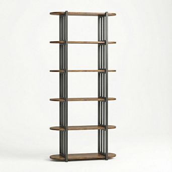 Modern Bookshelf Rustic Bookcase Corner Storage Organizer Free Standing Storage Shelving Unit