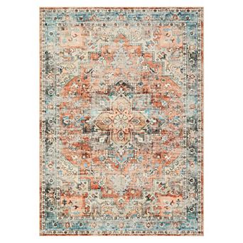 Vintage Rug Non Slip Oriental Medallion Rugs for Bedroom Soft Non-Shedding Floor Mat